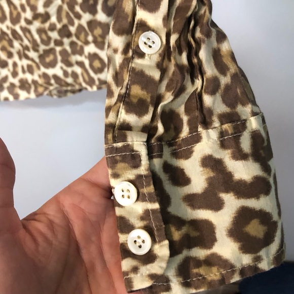 J Crew Womens Perfect Button Down Shirt Leopard Animal Print Beige Brown - Picture 9 of 12